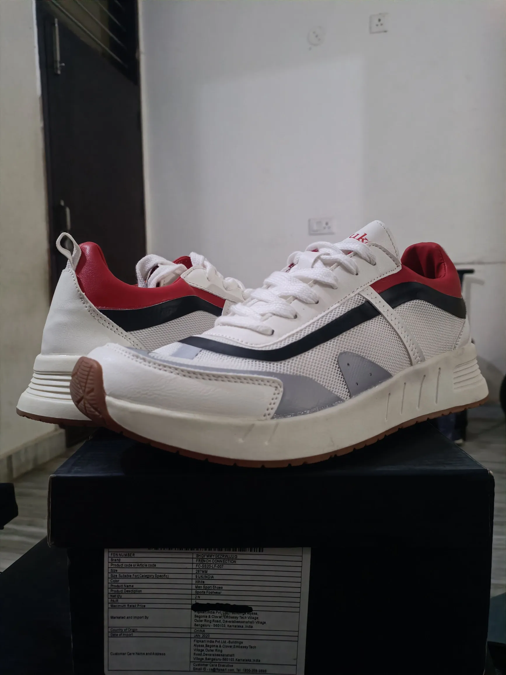 FCUK Men's UK9 White Running Shoes - Lightweight & Durable