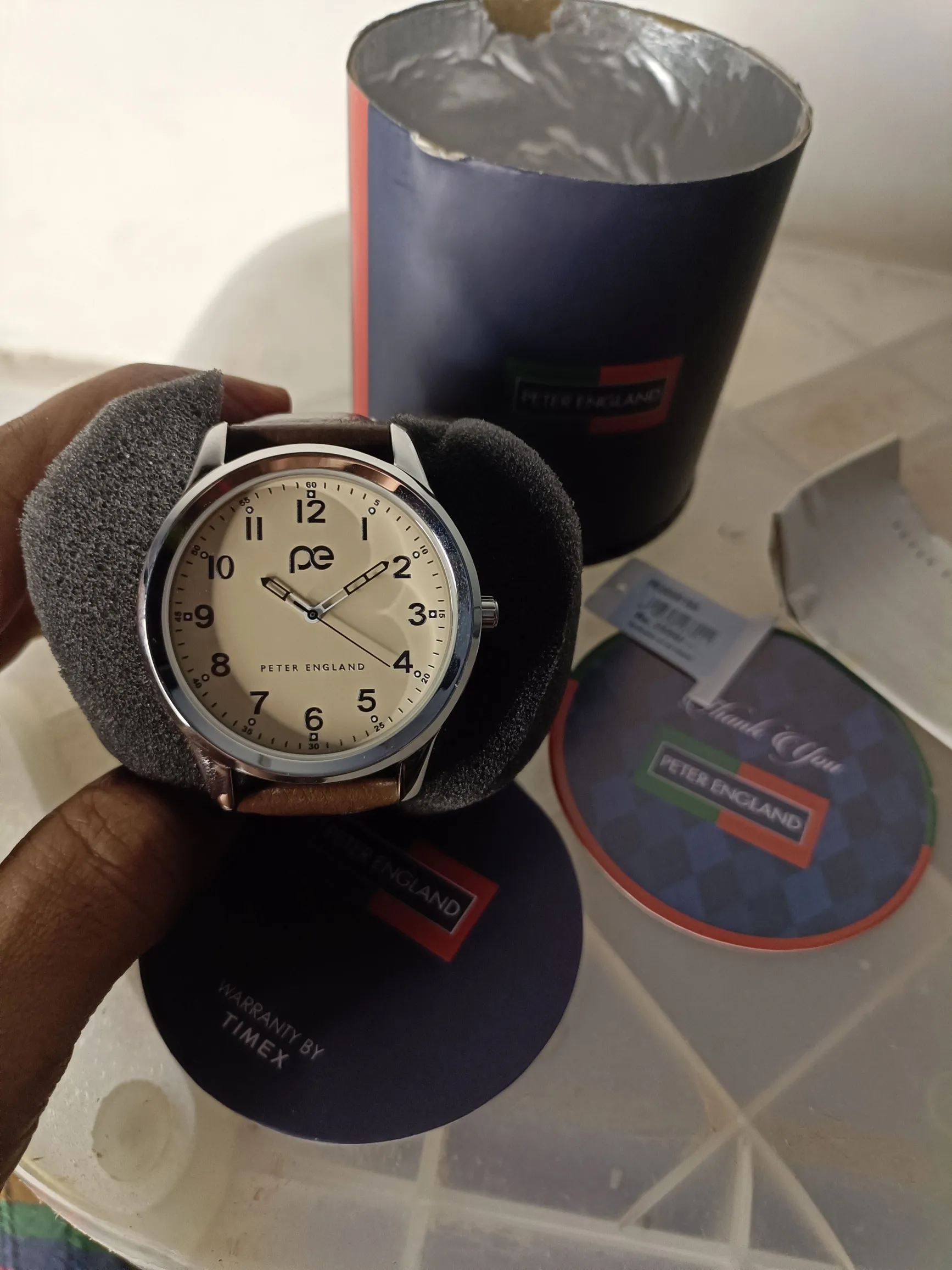 Peter England Men's Analog Watch - Brown Leather Strap