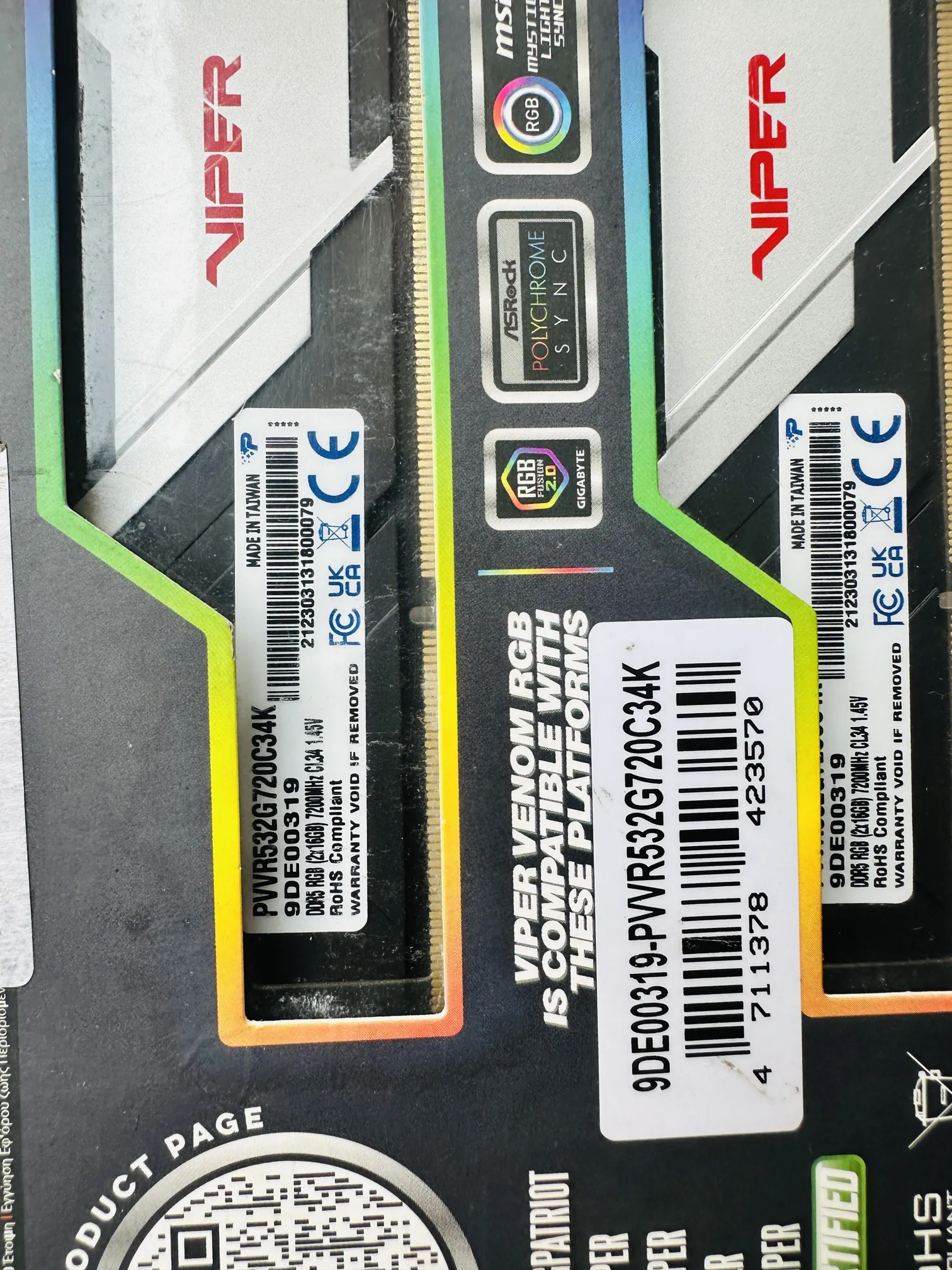 Sold second hand Patriot Viper Venom DDR5 32GB 7200mhz RGB Gaming Memory Kit on Resellpur