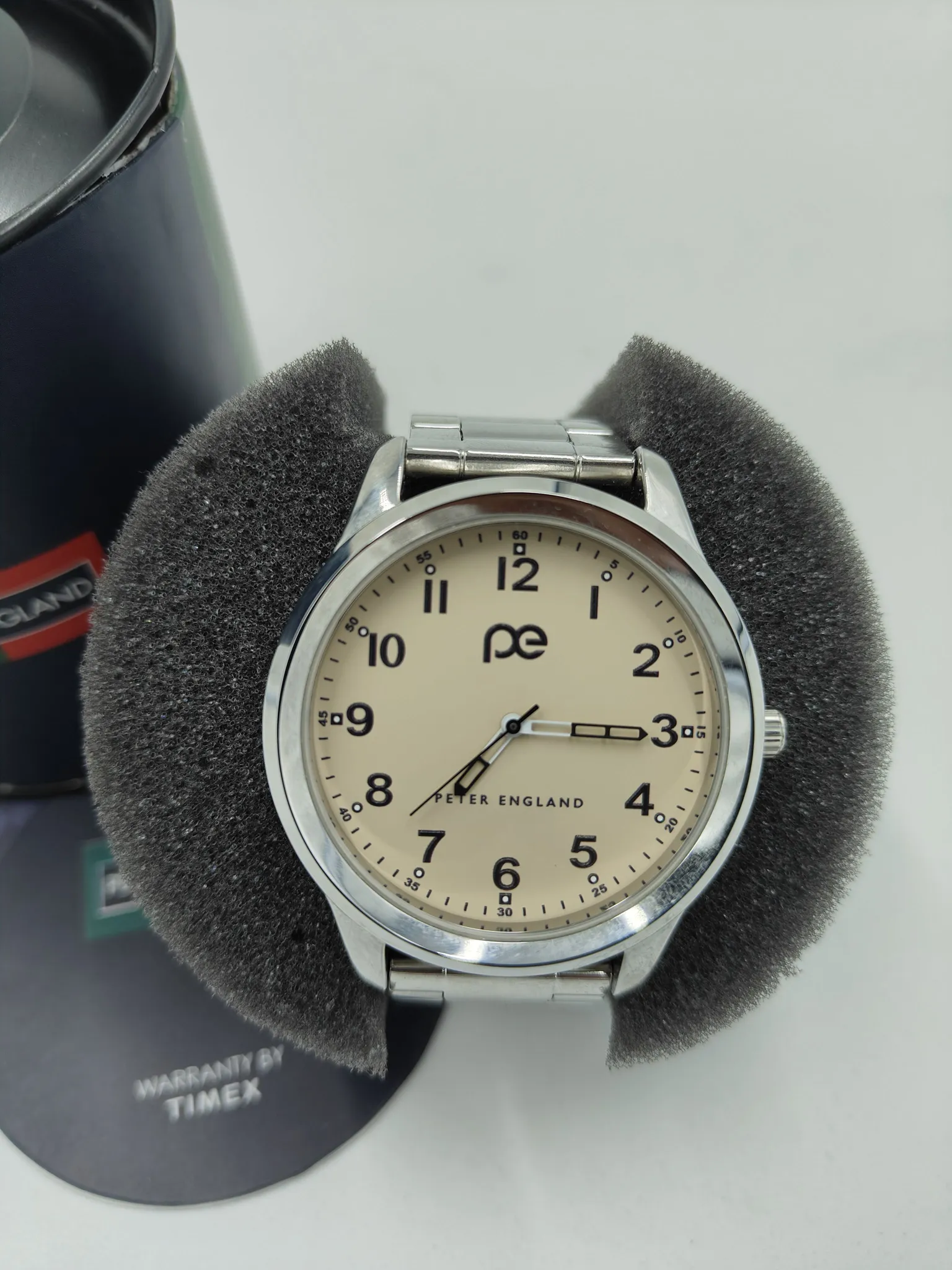 Peter England New Men Analogue Watch - Silver & Beige - Chain