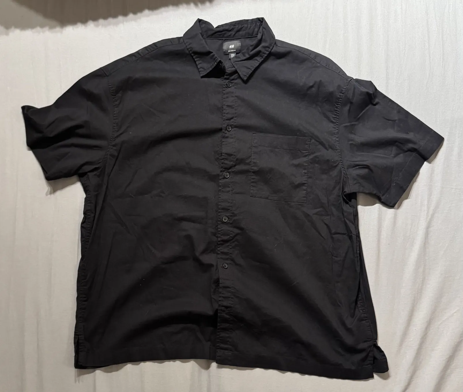 H&M Unisex L/XL Black Cotton Oversized Shirt