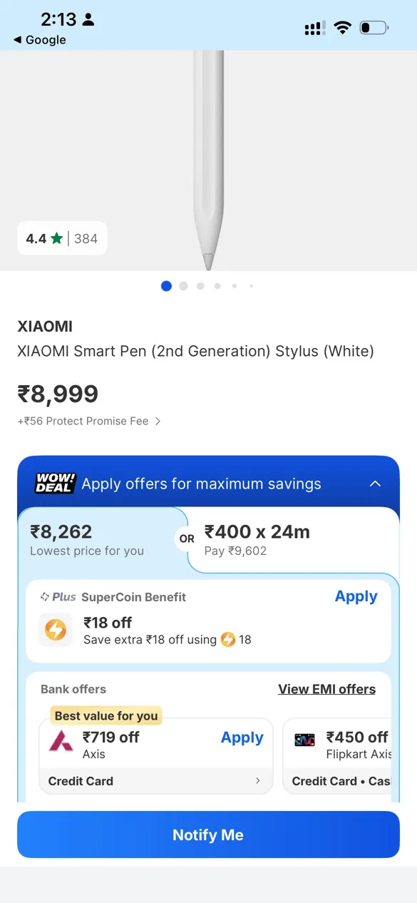 Sold second hand Xiaomi Smart Pen 2nd Generation Stylus For Tablets White on Resellpur