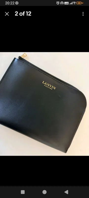 Buy used Lanvin Very Good Unisex Travel Pouch Black With Tan Pocket online on Resellpur