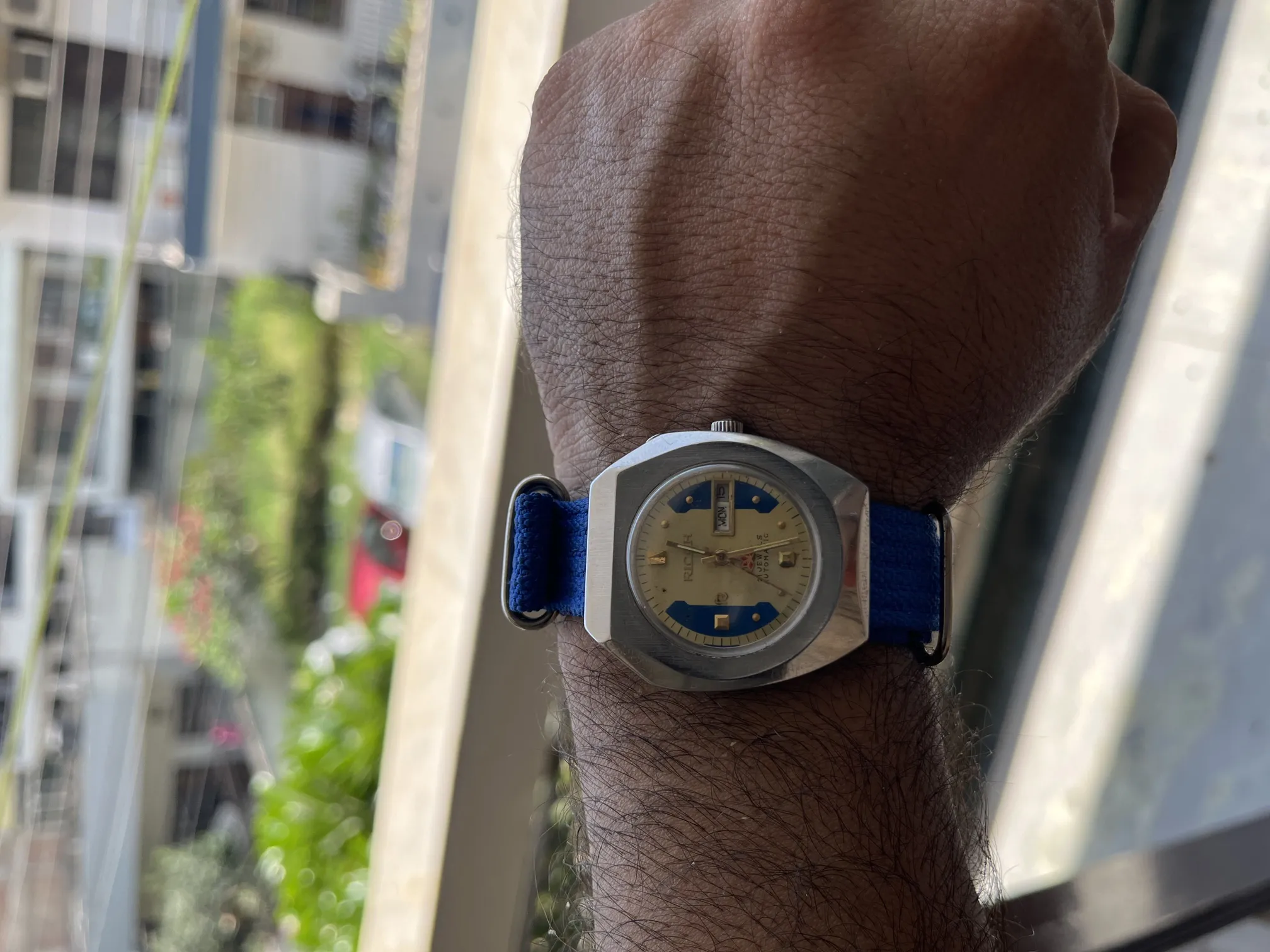 Buy used Ricoh Vintage Watch Automatic Blue NATO Strap online on Resellpur
