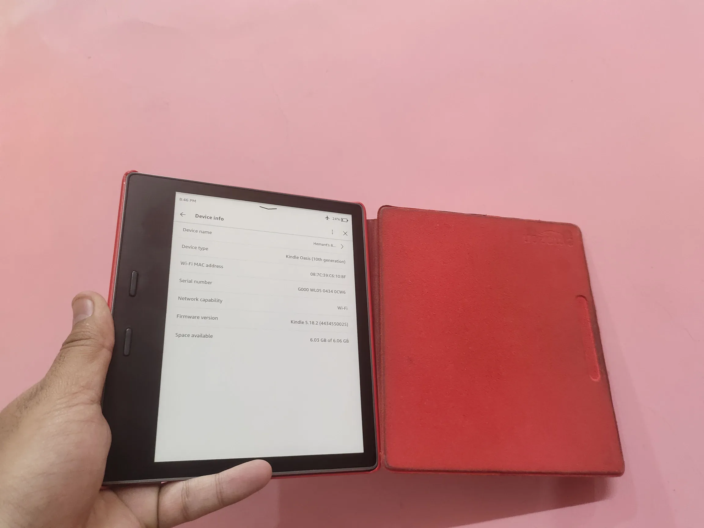 Buy used Amazon Kindle Oasis 10th Generation, Very Good Condition, Black With Red Case online on Resellpur