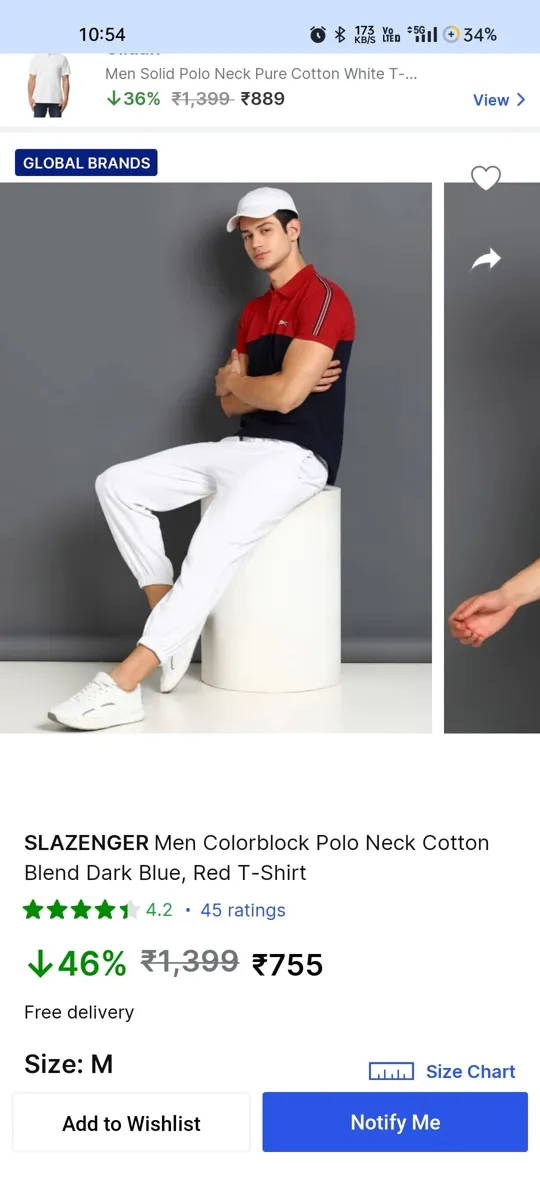 Slazngers Men's Medium Premium Casual Polo T-shirt - Navy Blue