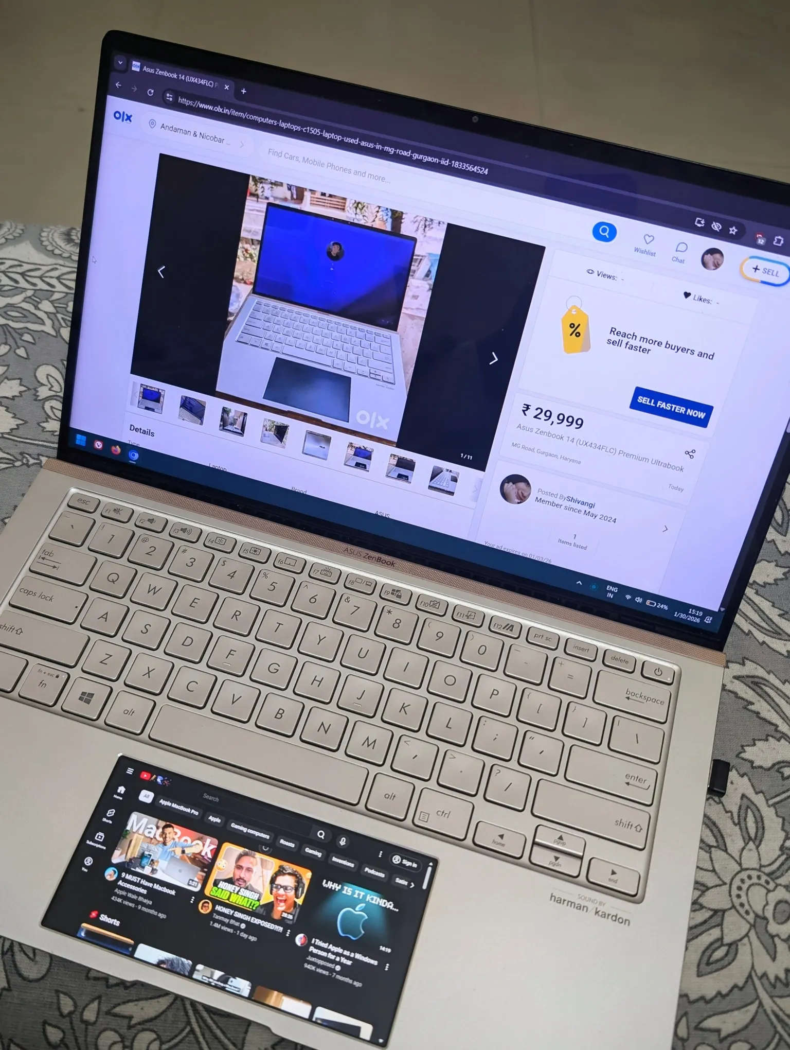 Asus Zenbook 14 UX434FLC Excellent Condition Silver Ultrabook 8GB RAM 512GB SSD