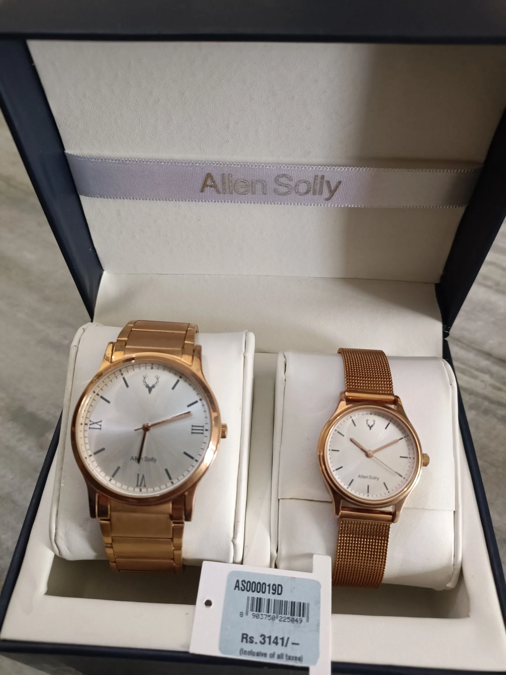 Allen Solly Golden Couples' Analog Watch With Chain Strap