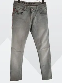 Classic Grey Denim Men's Slim Jeans, Size 30