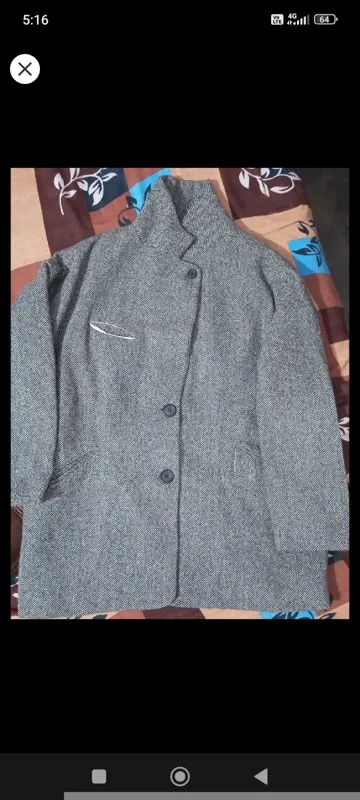 Classic Unisex Free-size Stretchable Herringbone Wool Blend Coat