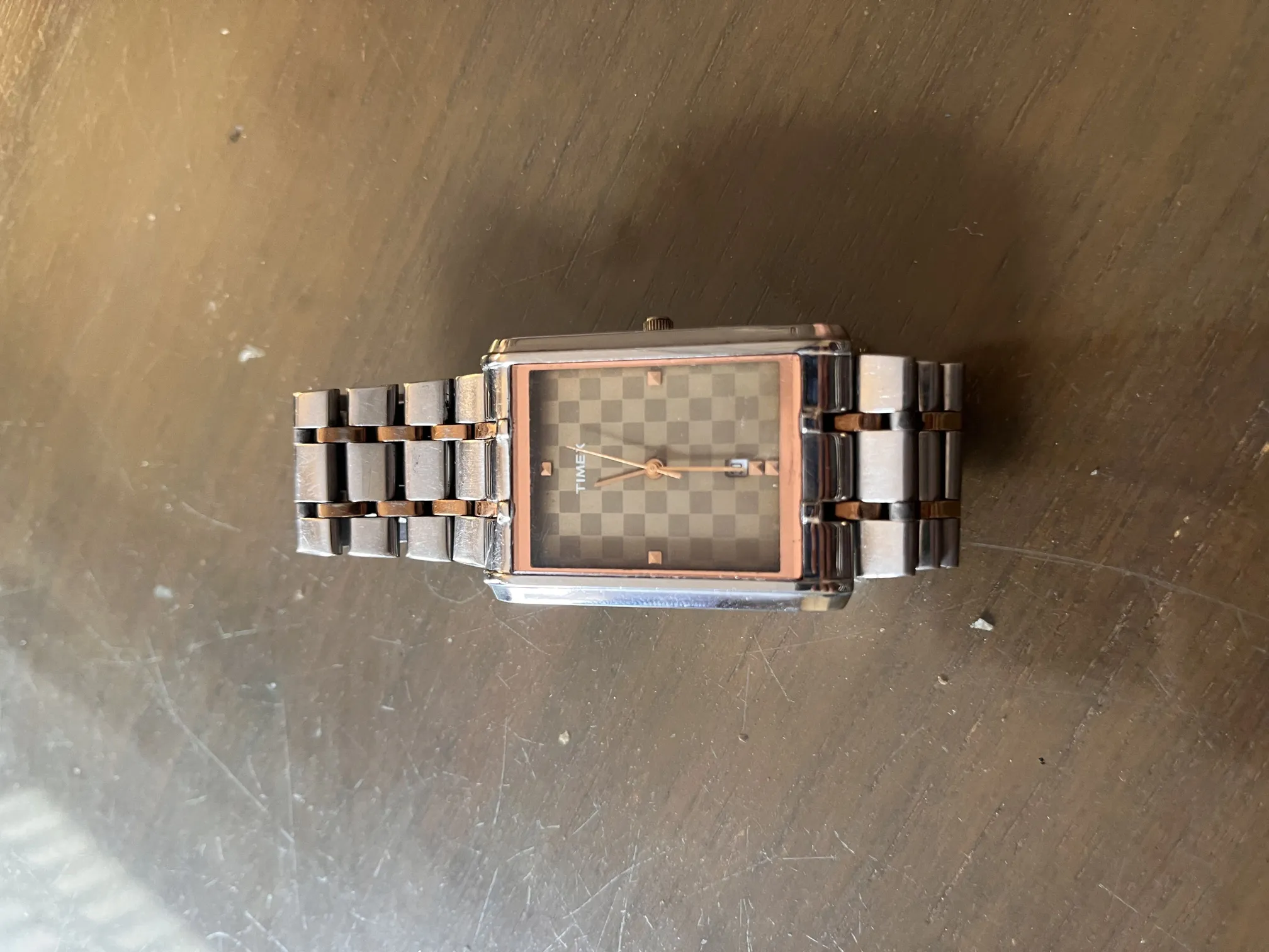 Buy used Timex Quartz Watch - Used - Unisex - Silver With Chess Pattern Dial online on Resellpur