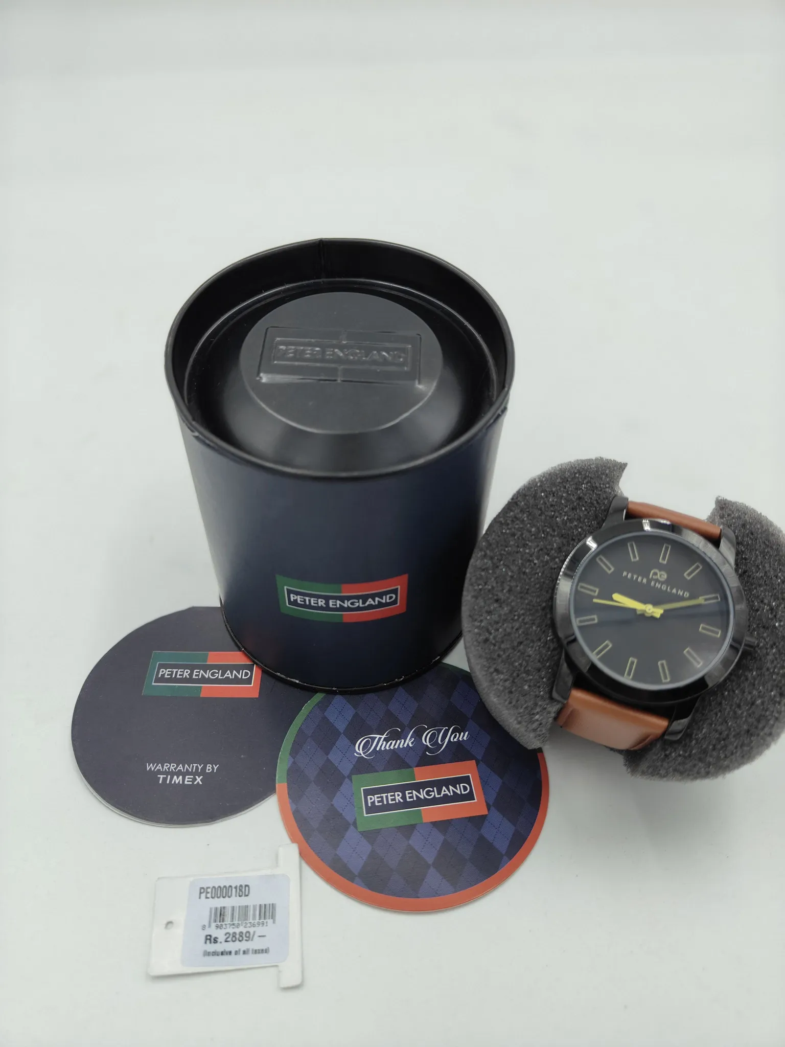 Peter England Men's Leather Analogue Watch - Elegant Design