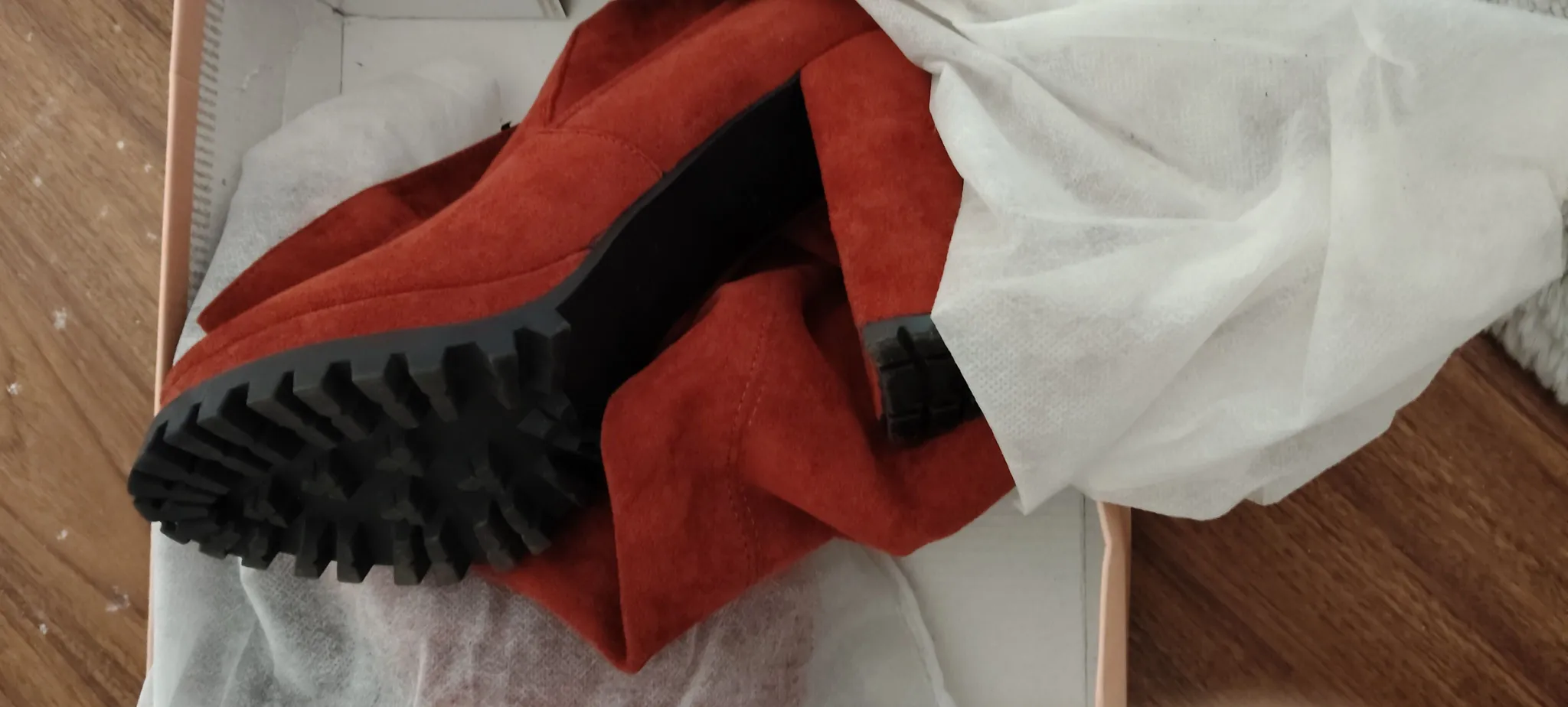 Red Suede Over-the-knee Boots UK6 - Comfortable Fit