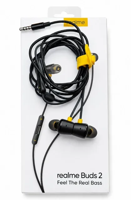 Sold second hand Realme Buds 2 Wired Earphones Black Yellow New on Resellpur