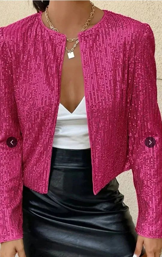 Buy used Pink Sequin Jacket For Women S/M - Stylish Shrug online on Resellpur
