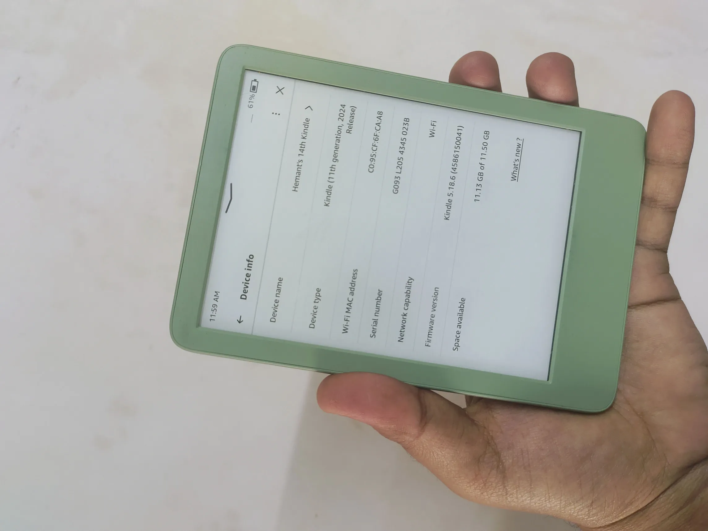 Sold second hand Kindle 11th Gen 2024 Mint Condition Green E-reader on Resellpur