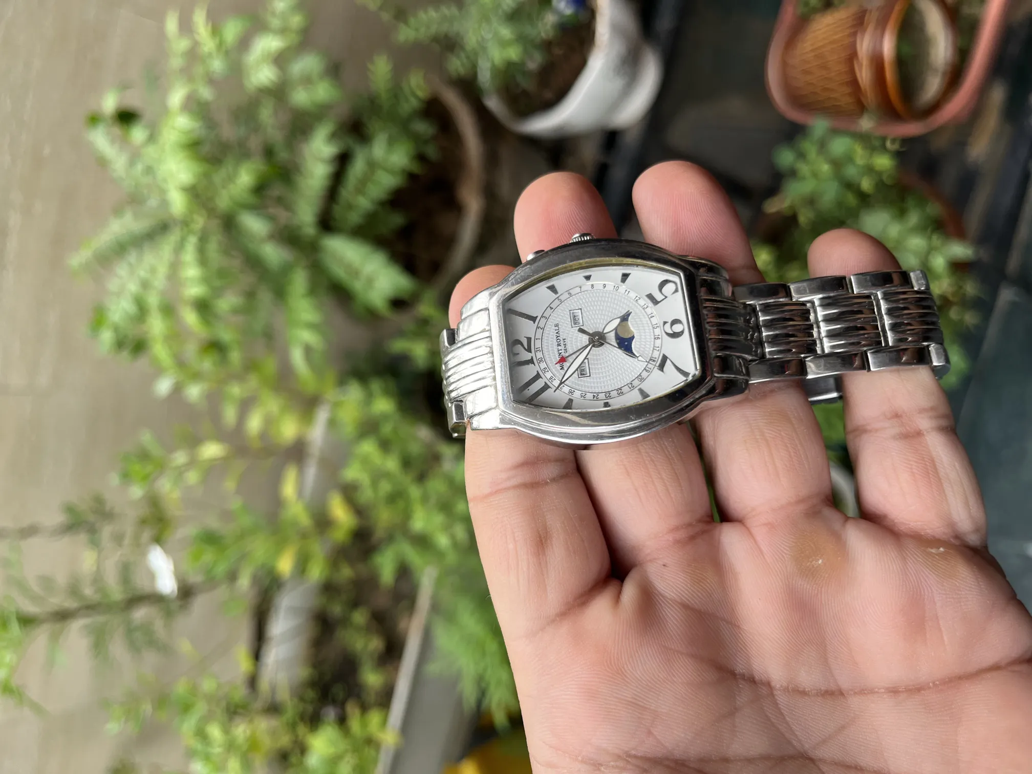 Mount Royale Geneve Men's Swiss Moon Phase Watch With Triple Calendar