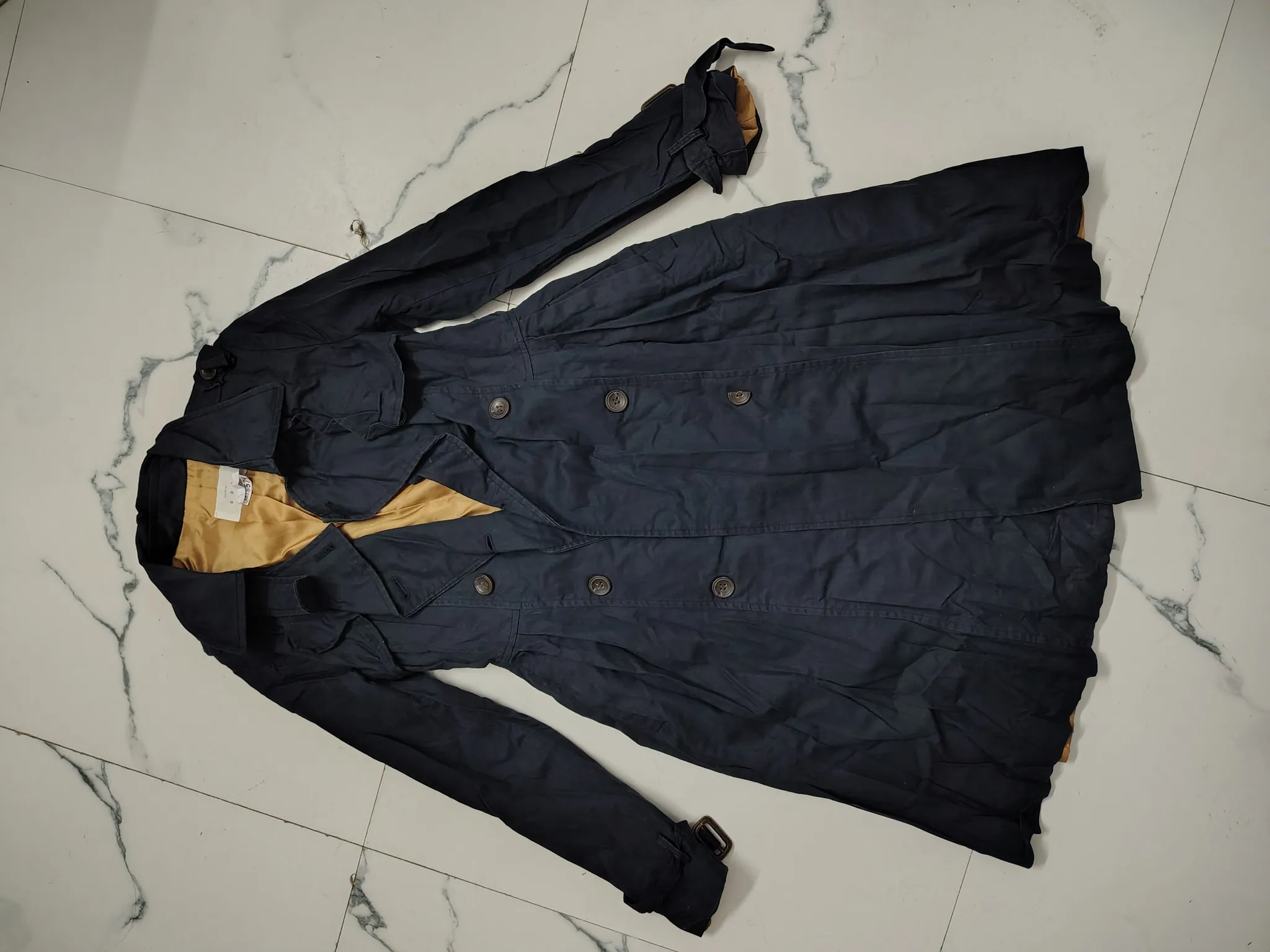 Classic Women's XS/S Dark Blue Trenchcoat Lightweight Winter Outerwear