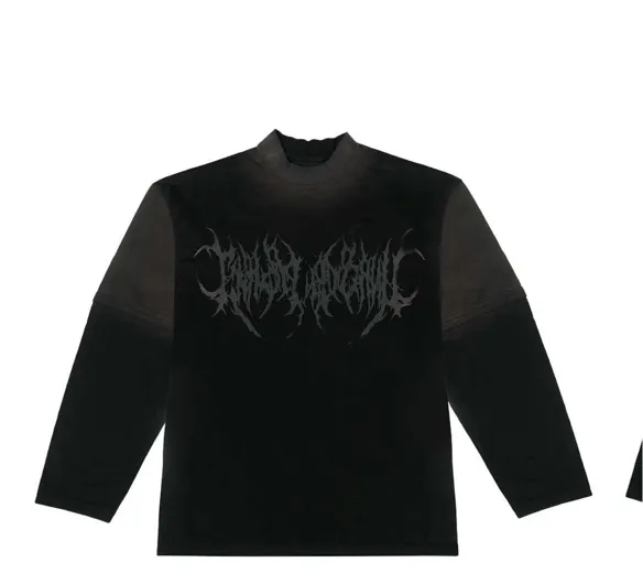 Metal Logo Oversized Crew Neck T-shirt Black S Faded Look