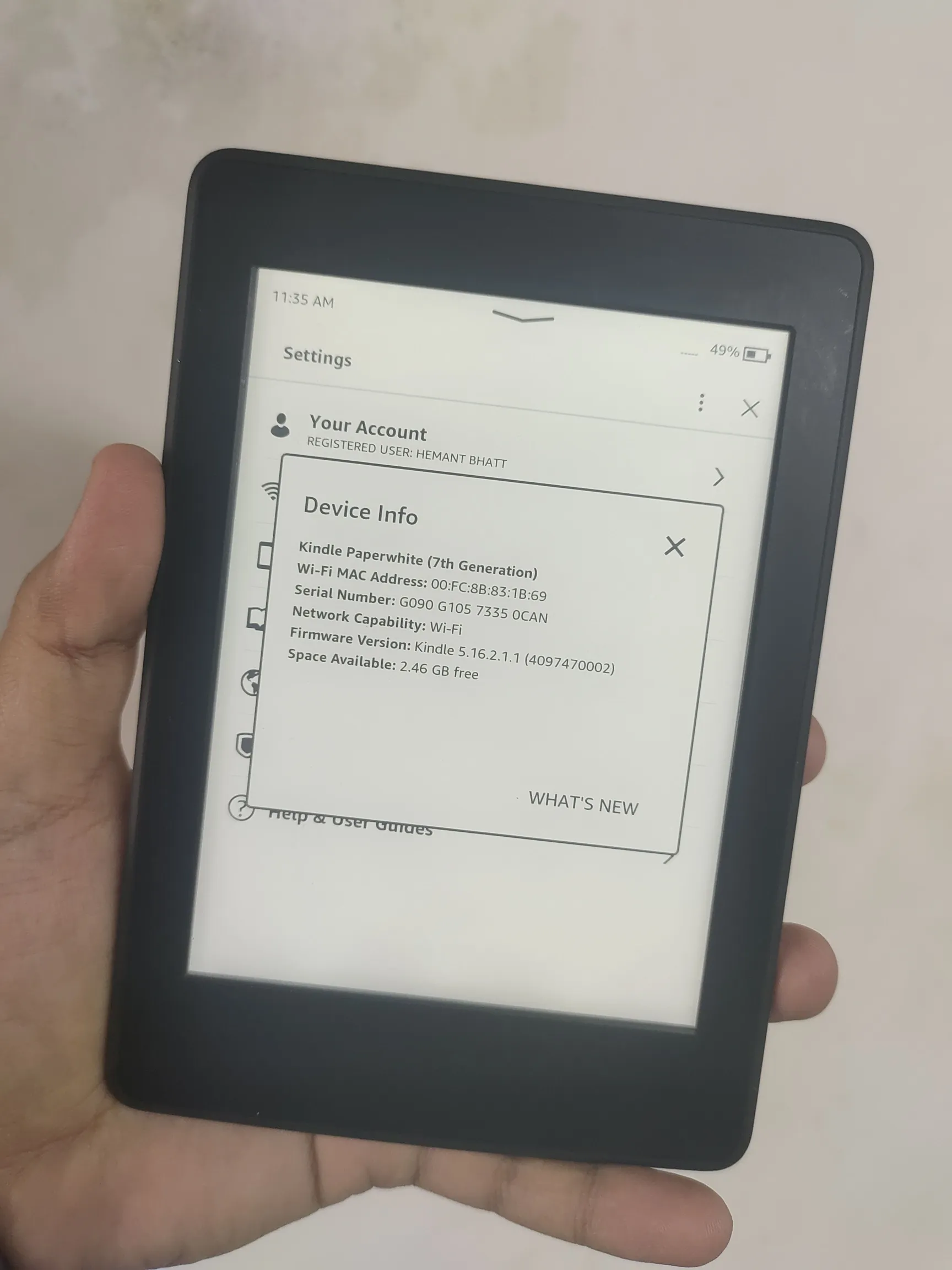 Sold second hand Kindle Paperwhite 7th Gen Very Good Condition Black Adjustable Light on Resellpur