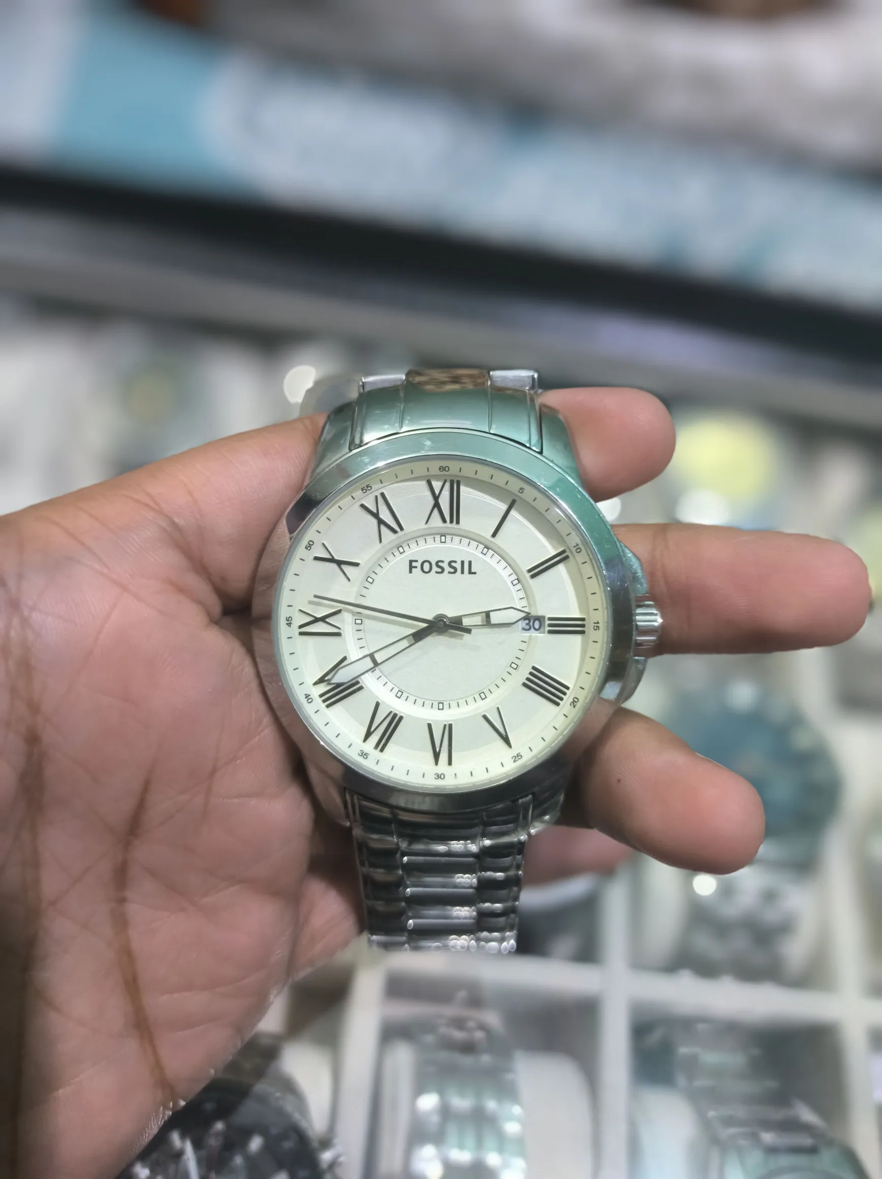 Buy used Fossil Grant Analog Watch FS4734 Pre-owned Stainless Steel 45mm online on Resellpur