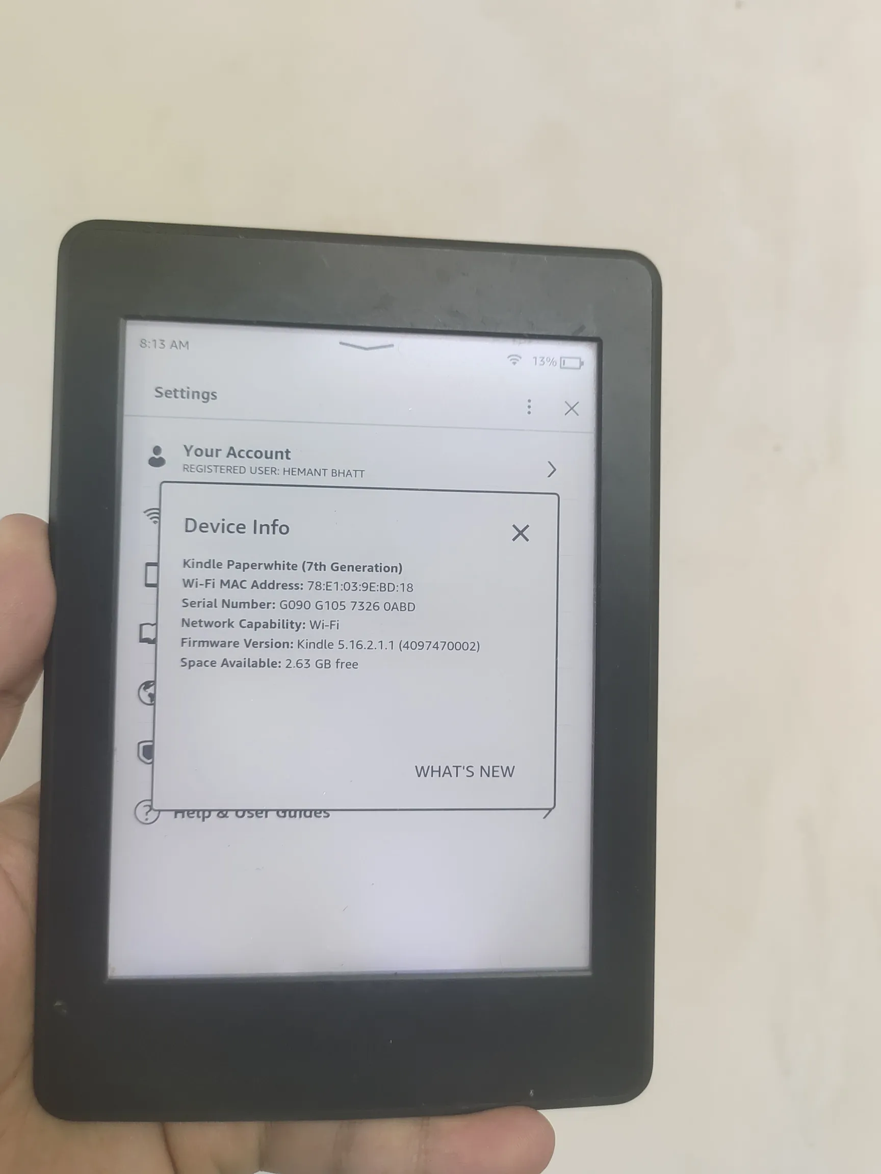 Sold second hand Kindle Paperwhite 7th Gen Working Condition Black on Resellpur