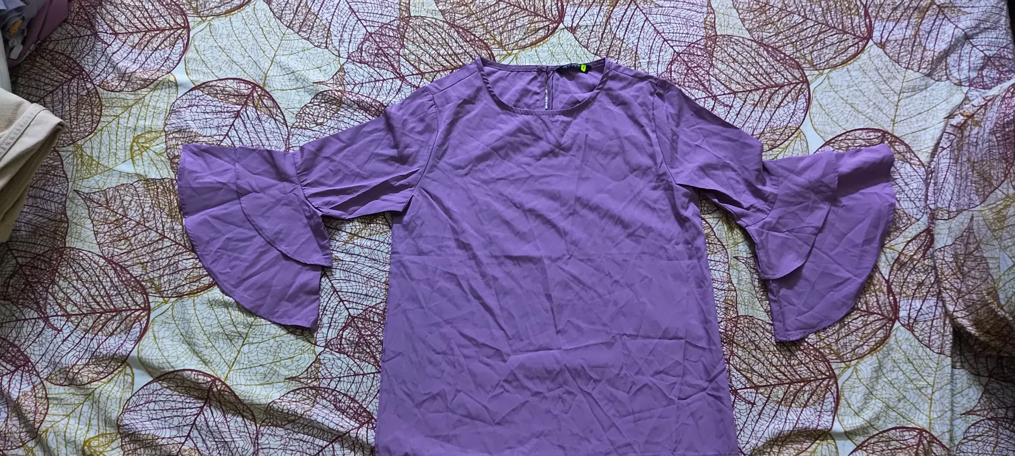 Tokyo Talkies Urban Purple Bell Sleeve Blouse Top, Like New