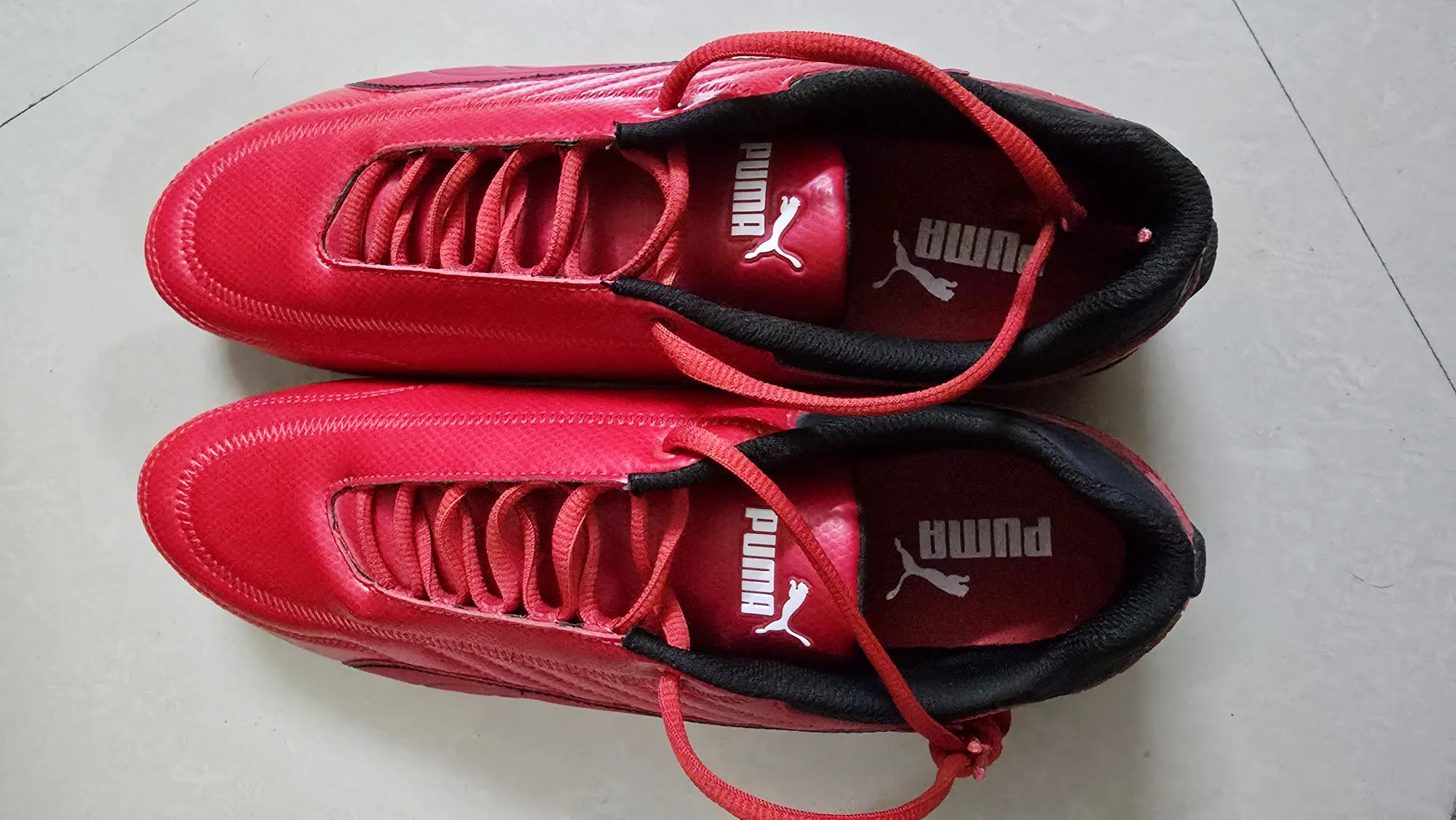 Sold second hand Puma Men's UK11 Future Kart Cat Sneakers In Red/black on Resellpur