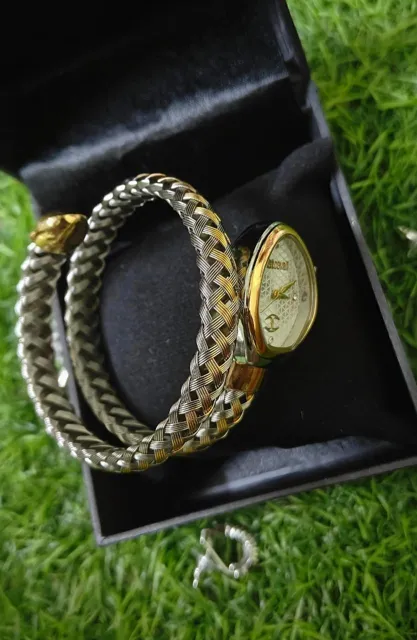 Just Cavalli Women's Gold & Silver Snake Watch With Oval Dial