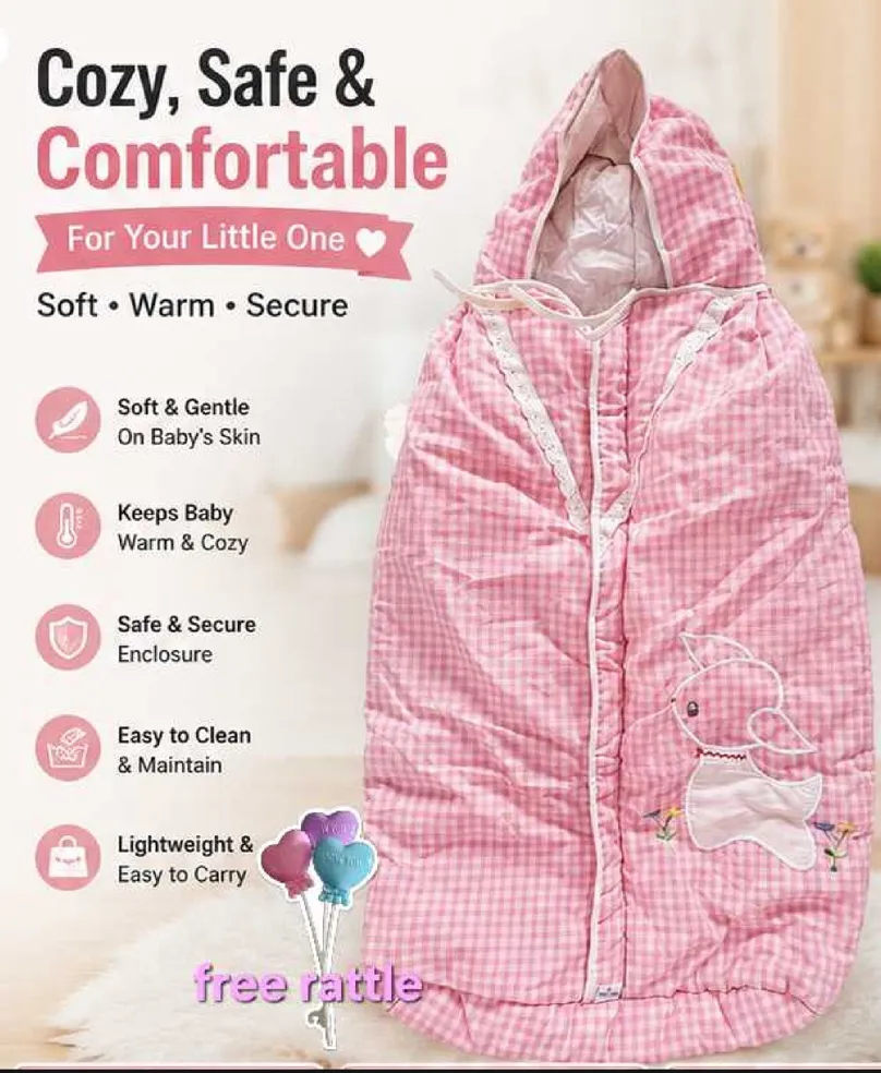 Joy Pac Baby Sleeping Bag Pink Gingham Newborn Infant Cozy Warm