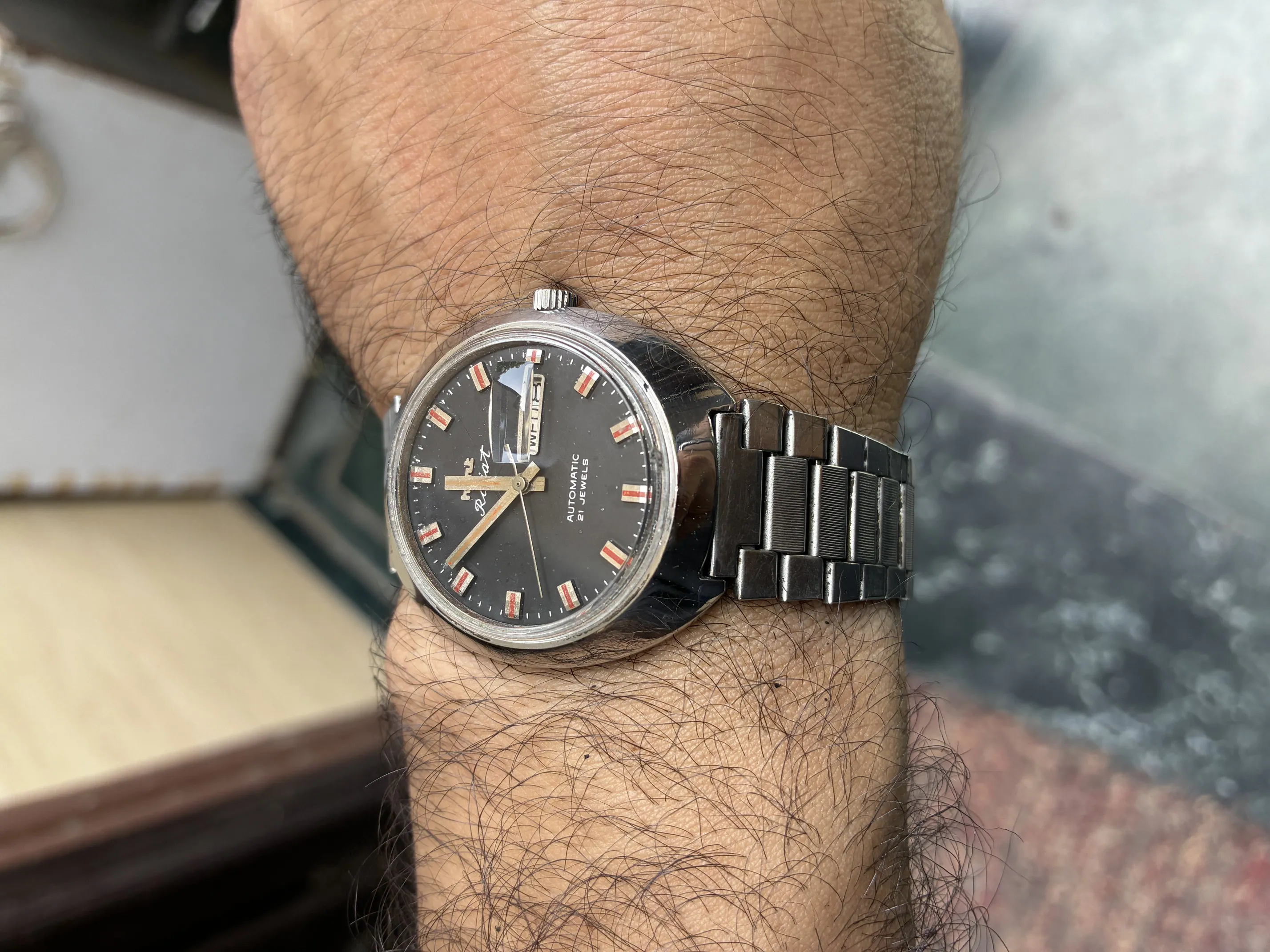 Buy used HMT Rajat Automatic Watch - Pristine Condition - Black Dial - Original Bracelet online on Resellpur