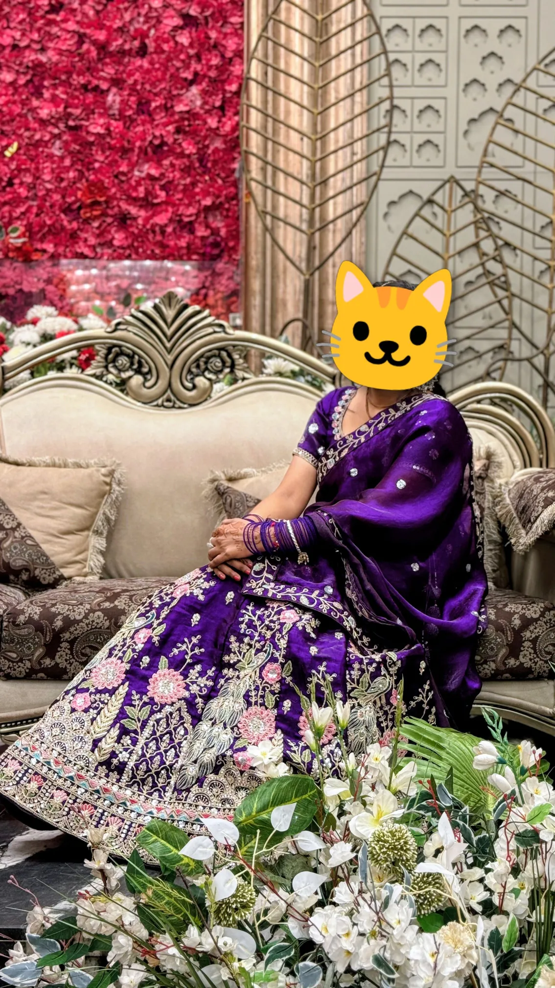 Buy used Elegant Heavy Embroidered Lehenga Choli Size M Deep Purple online on Resellpur