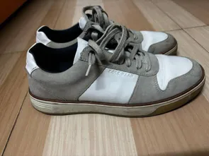 Cole Haan Men's UK9 Leather Grand OS Sneakers In White/beige