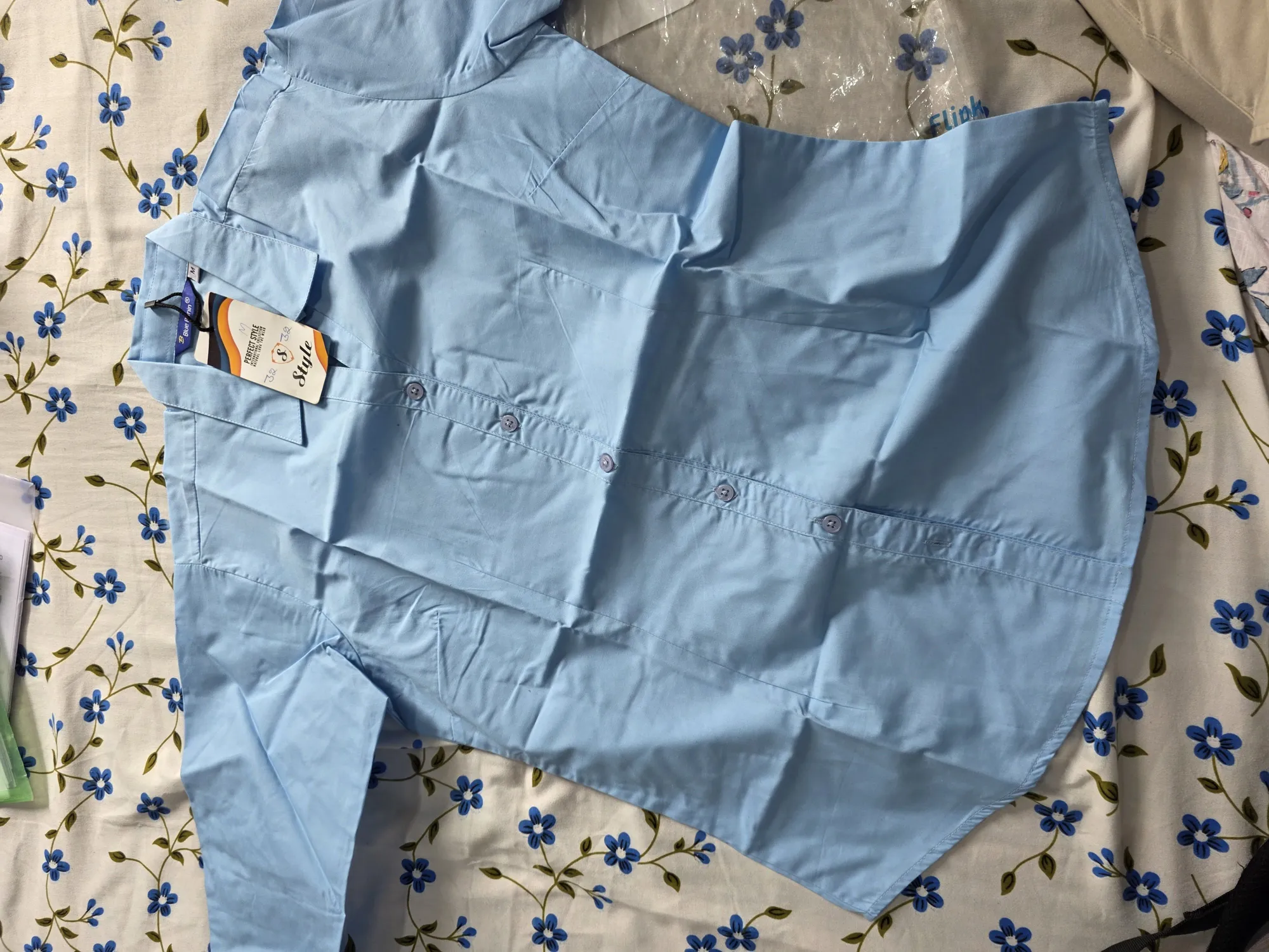 Perfect Style Women's Blue Formal Shirt With Collar, Size M