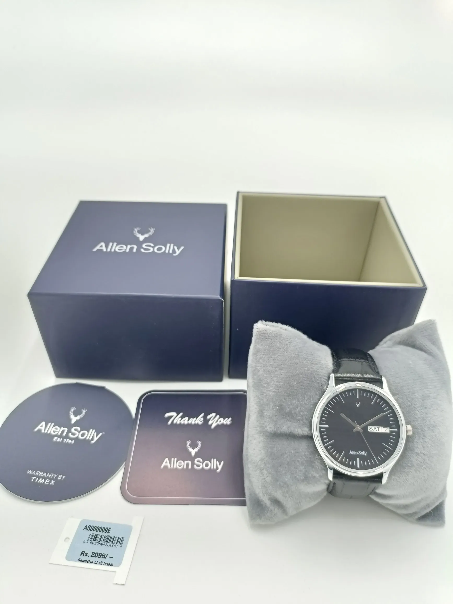 Allen Solly Men's Analog Leather Strap Watch - Elegant Black