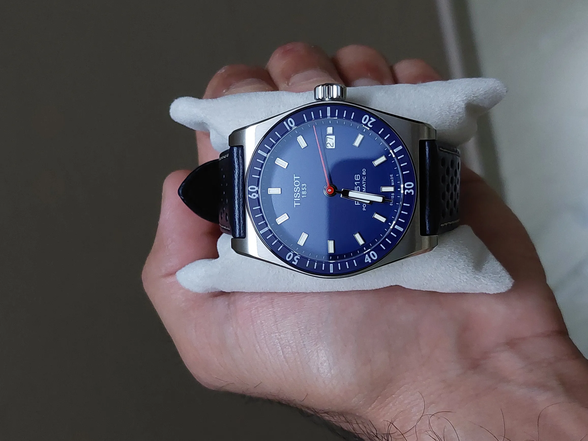 Buy used Tissot PR516 Powermatic 80 Wrist Watch, Like New, Men's, Blue, Silver, Black online on Resellpur