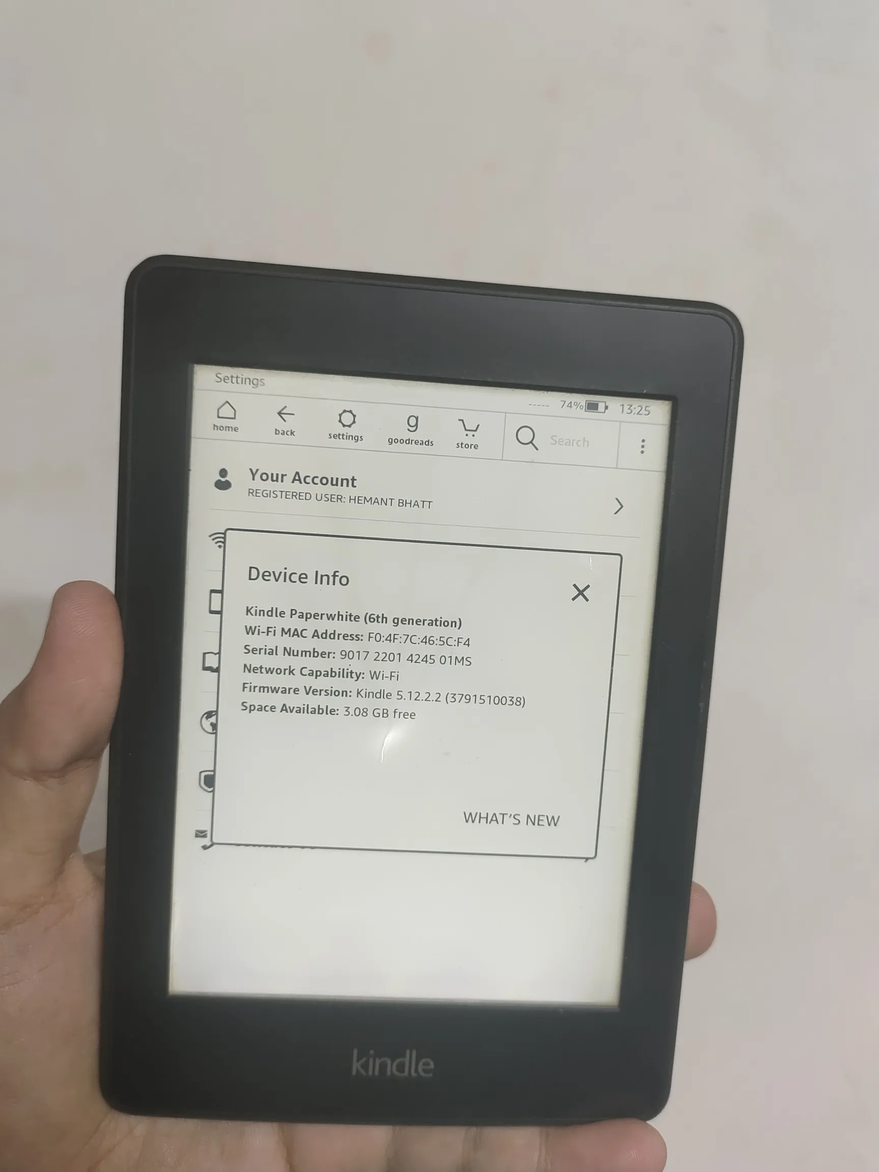 Sold second hand Kindle 6th Gen Paperwhite E-reader, Screen Leakage Issue on Resellpur