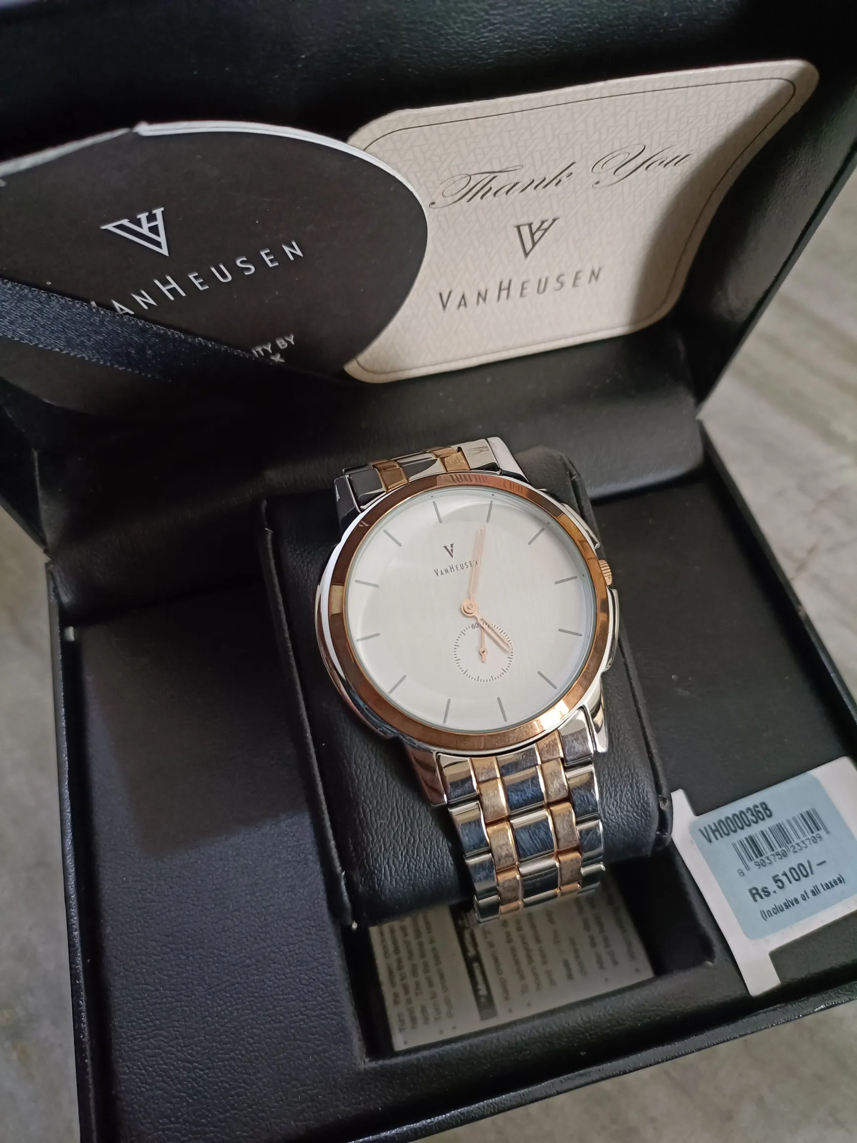 Van Heusen Men's Analog Chain Watch - Premium Black VH000036B