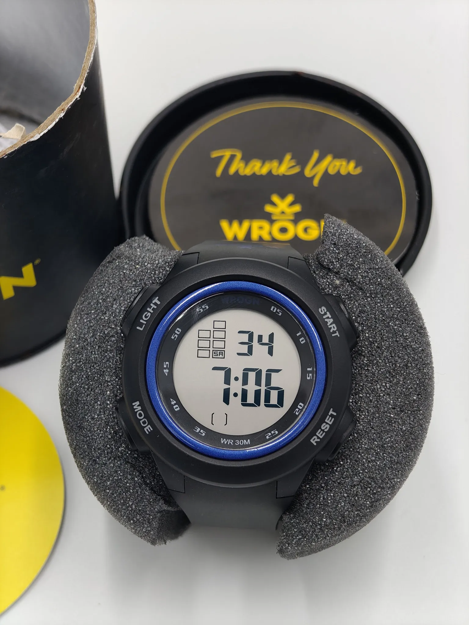 WROGN Men's Digital Watch Rubber Strap WRG00058A - Black