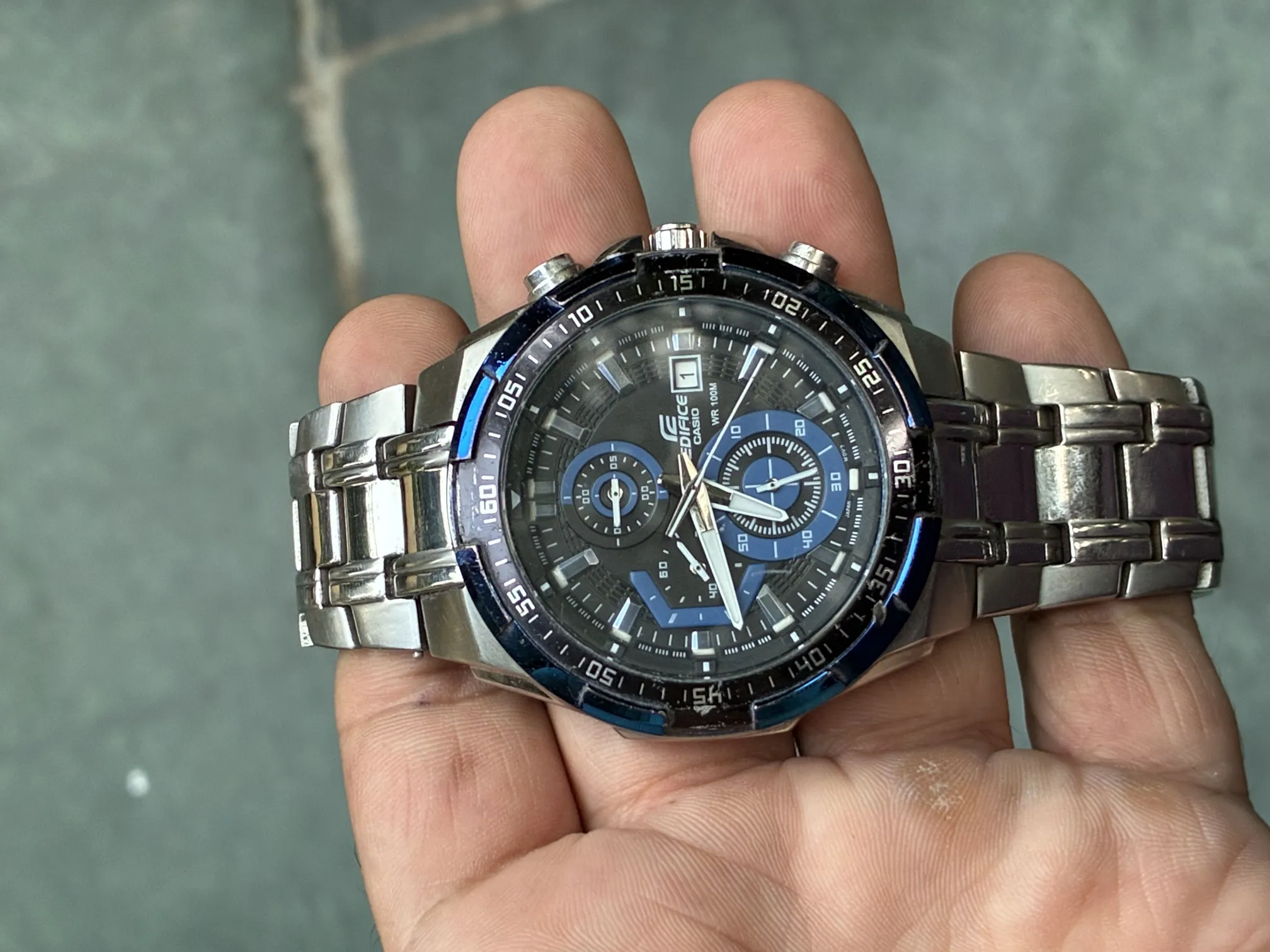 Casio Edifice EFR-539D Chronograph Men's Watch Silver Blue 42mm