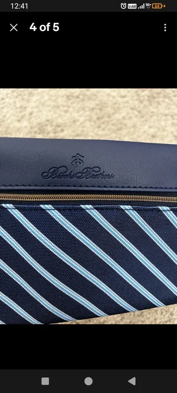 Buy used Brooks Brothers Premium Travel Pouch Navy Blue Striped online on Resellpur
