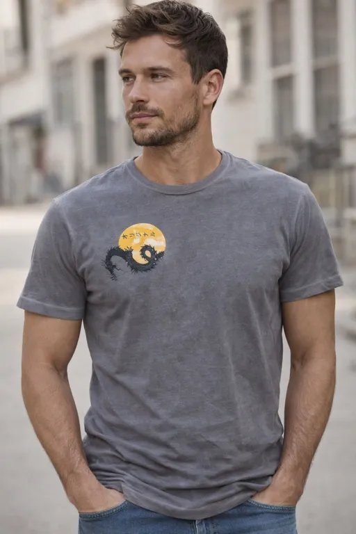 Vintage Graphic Tee Almost New M Grey Dragon Design