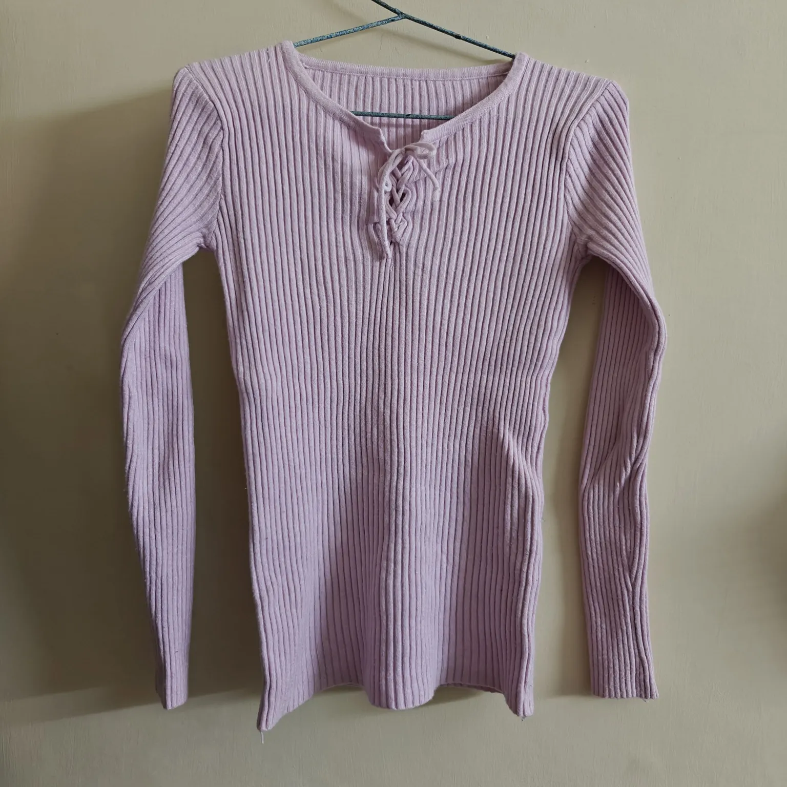 Cute Pink Knot Top | Women's Top | Pink | S | Body Hugging, Full Sleeves
