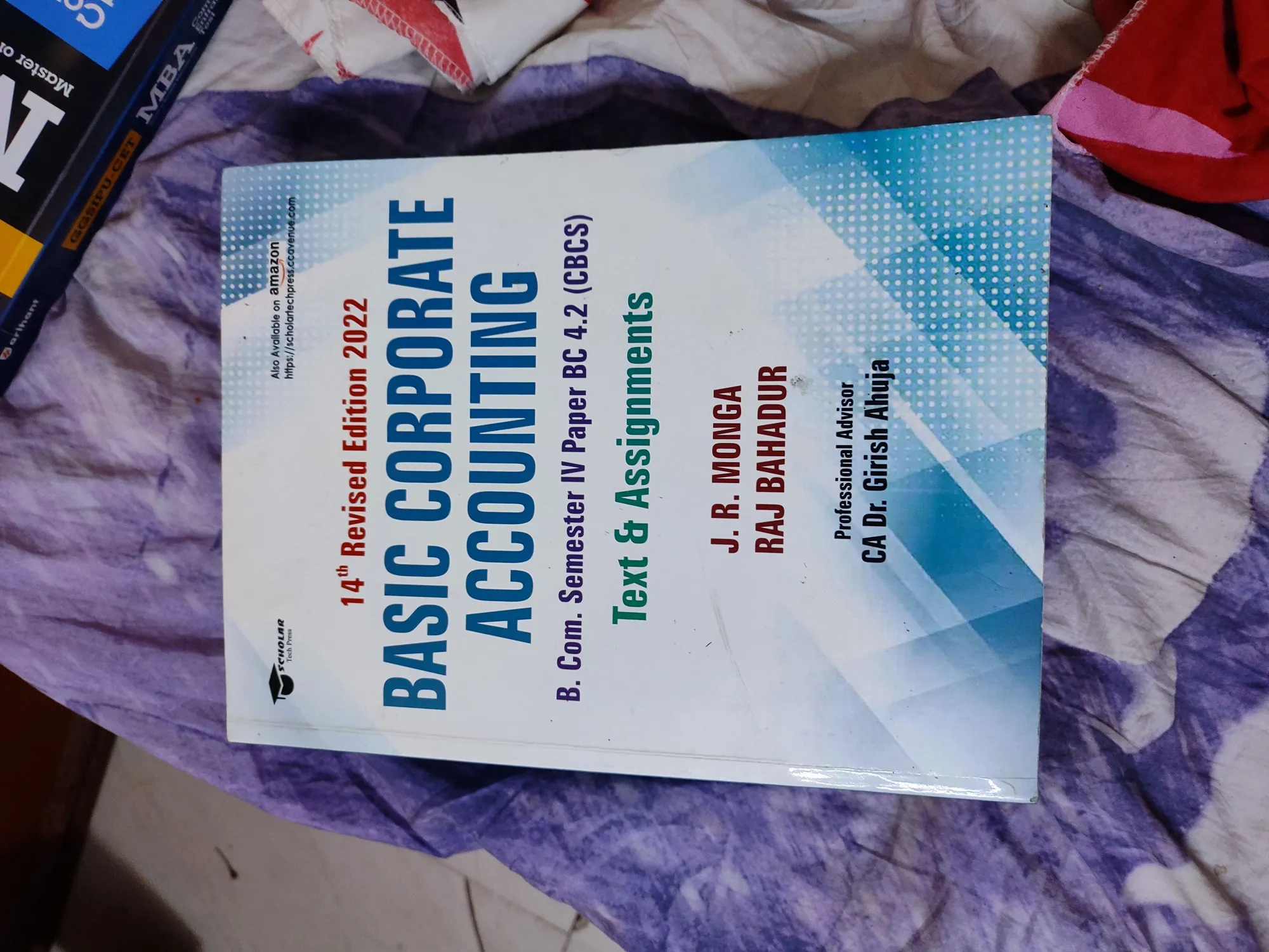 2022 Jr Monga & Raj Bahadur Corporate Accounting Paperback Bcom Delhi University
