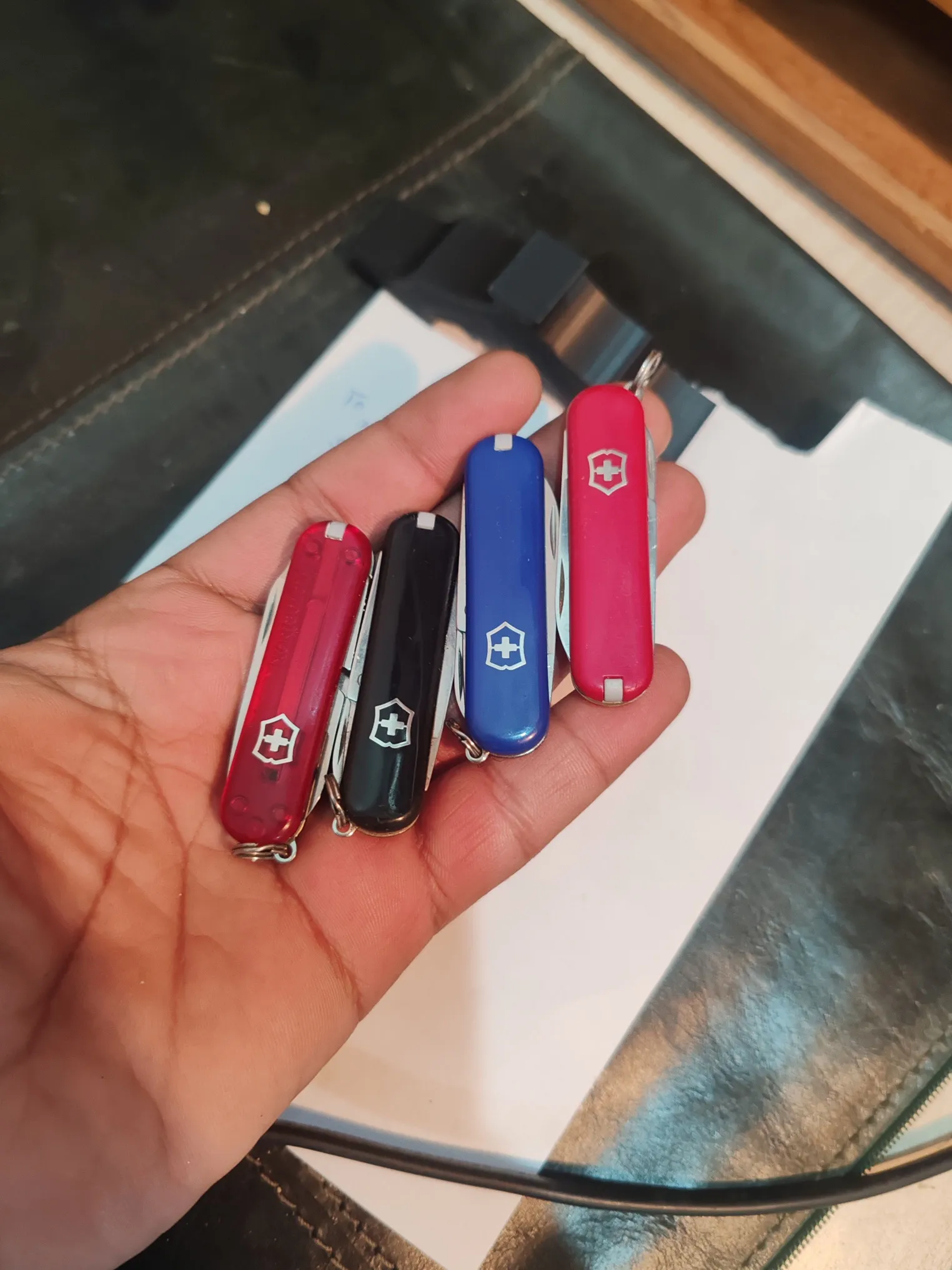 Buy used Victorinox Pre-owned EDC Multi-tool Set Of 4 Red Blue Black Translucent Ruby online on Resellpur