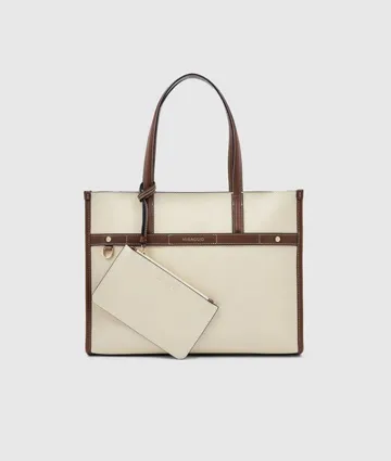 Miraggio New Ladies Tote Bag Beige And Brown Under 2 Kg
