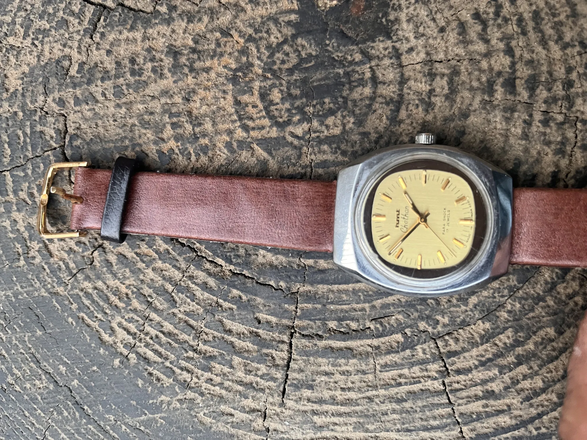HMT Chethan Excellent Condition Manual Watch Brown Leather Strap