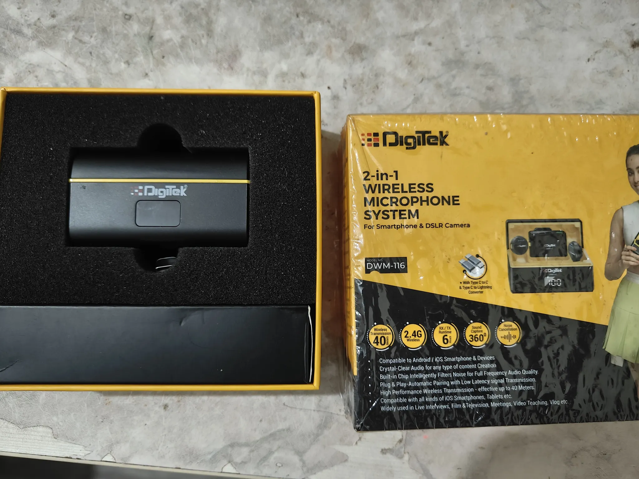 Buy used Digitek DWM-116 Wireless Microphone System, New, Black, Yellow, 2-in-1 online on Resellpur