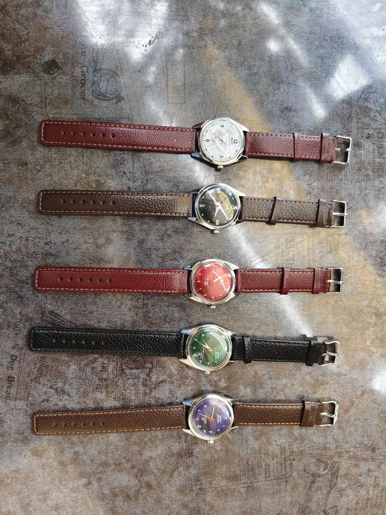 HMT Refurbished Men's Mechanical Watch Set | Multi-color Leather Straps | Limited Edition