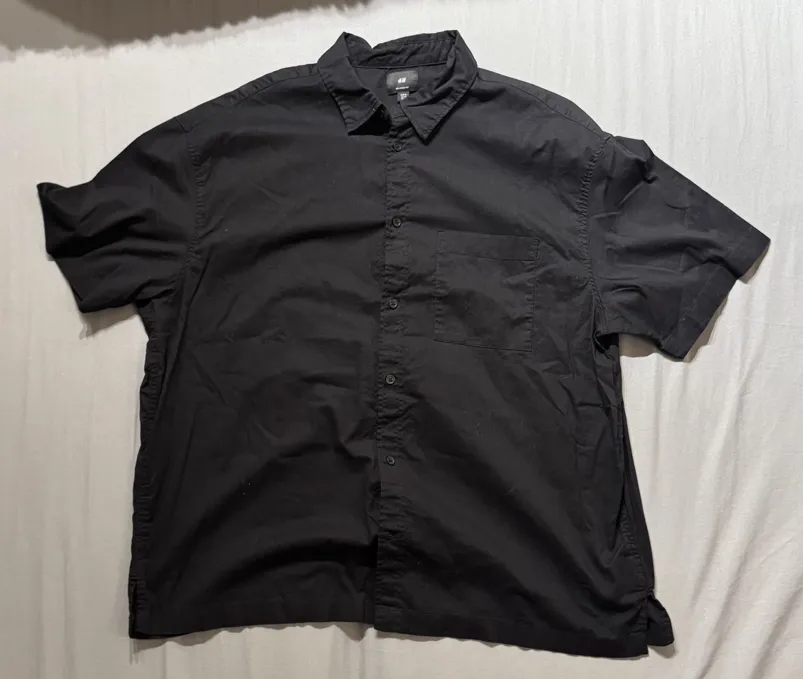 H&M Unisex L/XL Black Cotton Oversized Shirt